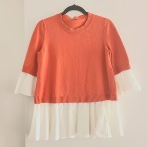 COS  brown sweater cotton ruffles top size XS